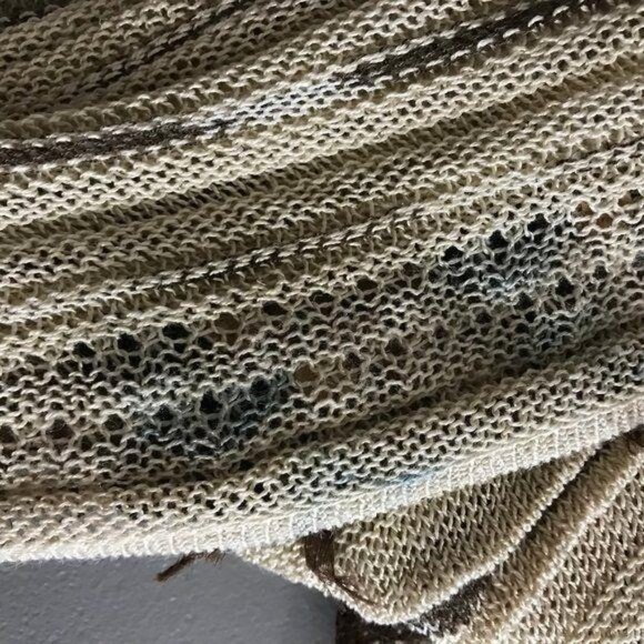 Nie + Zoe Large Khaki Cardigan Sweater Fringe Bohemian Style - Picture 6 of 10